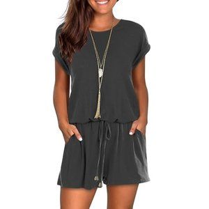 Mokayee Womens Summer Cute Front Tie Short Jumpsuits Rompers with Pockets. f04